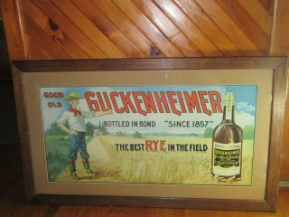 Antique 1910 Large Pre - Prohibition Guckenheimer Whiskey Advertising Litho Poster