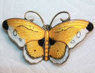 Vtg Sterling & Enamel Butterfly Brooch By Hroar Prydz Of Norway