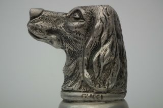 RARE Vintage GUCCI Silver Plated Pewter Stirrup Cup Dog Head 2