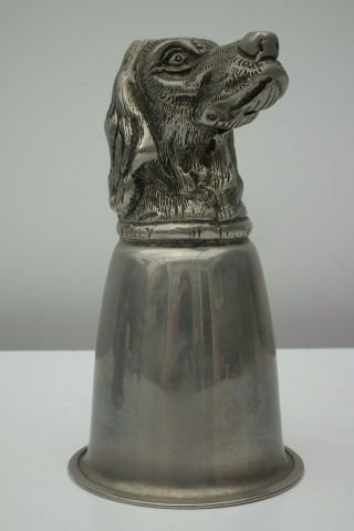 RARE Vintage GUCCI Silver Plated Pewter Stirrup Cup Dog Head 4
