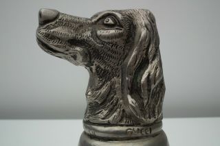 RARE Vintage GUCCI Silver Plated Pewter Stirrup Cup Dog Head 9