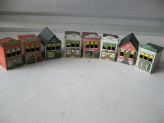Rare Vintage 8pc West Brothers Tin - Litho Candy Container Buildings – No Glass