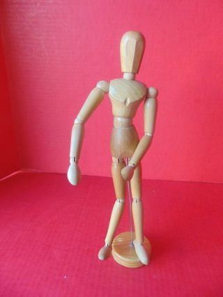 Articulated Wooden Male 12 " Carved Jointed Bendable Man Wood Vintage Figure