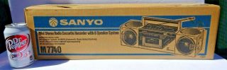 Vintage Sanyo M7740 Mini Boombox Am/fm Cassette Recorder Japan Old Stock