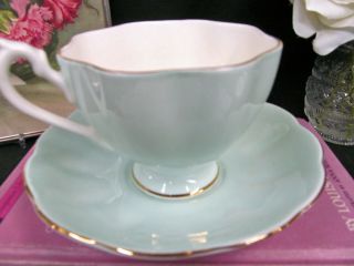 QUEEN ANNE TEA CUP AND SAUCER BABY BLUE TEACUP PINK ROSE PATTERN 5