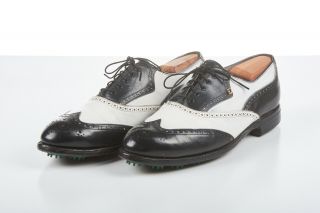 Vintage Mens Footjoy Classics Golf Shoes 11.  5 D In Black White Spectators Cleats