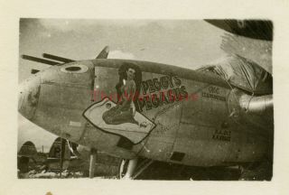 Wwii Photo - P - 38 Lightning Fighter Plane Nose Art - Peggy 