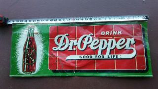 Antique Dr.  Pepper Tin Sign 30x12 Made 1938 Springfield Ohio 10 2 4 Rare