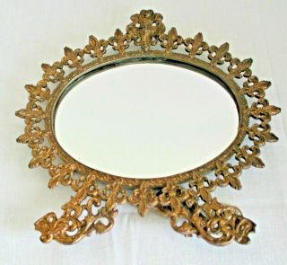 N.  B.  & I.  W.  Antique Fleur De Lis Brass Victorian Mirror National Brass & Iron Wo