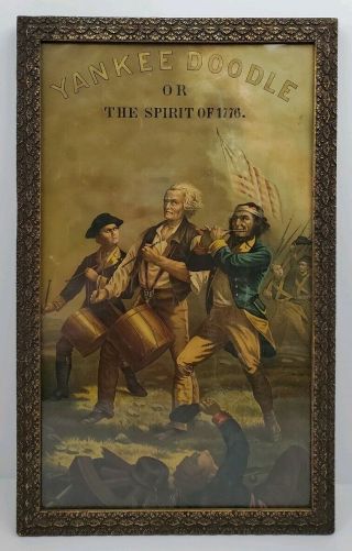 Antique Yankee Doodle Or The Spirit Of 1776 Centennial Lithographed Framed Print