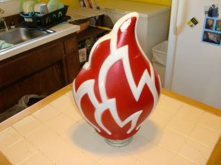Vintage Standard Red And White Flame Gas Pump Globe Milk Glass All