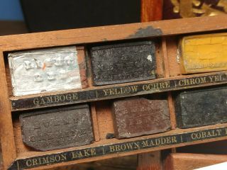 Antique Winsor & Newton artists watercolour Paint Box mahogany with Flush Brass 7