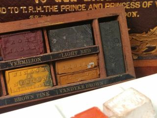 Antique Winsor & Newton artists watercolour Paint Box mahogany with Flush Brass 9
