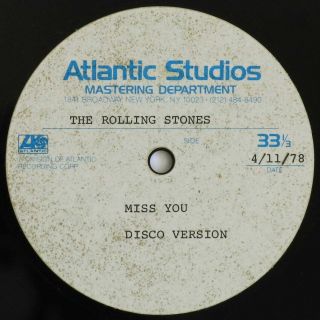 Rolling Stones - Ultra Rare “miss You” (disco Version) 12″ Acetate From Manager
