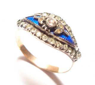 Antique Victorian Or Edwardian Silver,  Paste Stone & 9ct Gold Ring