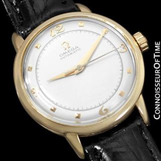 1953 Omega Vintage Mens Automatic Watch - 14k Gold - Restored With