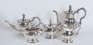 Reed & Barton 5 Piece Tea Set Victorian Pattern Silverplate