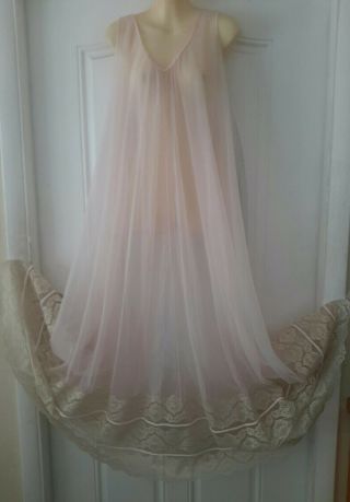 Intime Vintage Long Pale Pink Double Chiffon Nightgown