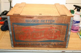 Vintage Wood Pepsi Cola Double Dot Crate With Lid - Gideon - Anderson