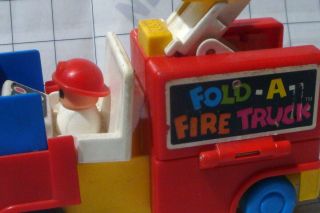 vintage TOMY Japan toy 70s FOLD - A - FIRETRUCK folding bucket ladder fire truck 2