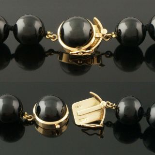 Vintage Gump ' s Solid 14K Gold & Black Jade Bead,  22 