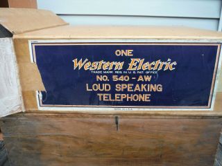 VINTAGE WESTERN ELECTRIC NO.  540 - AW LOUD SPEAKING TELEPHONE SPEAKER W/ BOX CRATE 5
