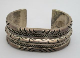 Vintage Native American Navajo Sterling Silver Cuff Bracelet Heavy Signed