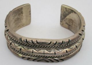 Vintage Native American Navajo Sterling Silver Cuff Bracelet Heavy Signed 3