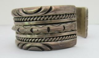 Vintage Native American Navajo Sterling Silver Cuff Bracelet Heavy Signed 5