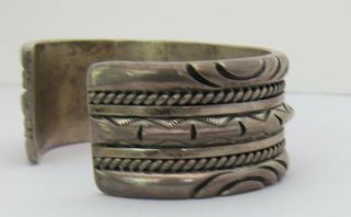 Vintage Native American Navajo Sterling Silver Cuff Bracelet Heavy Signed 6