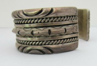 Vintage Native American Navajo Sterling Silver Cuff Bracelet Heavy Signed 7