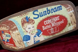 Vintage Antique Sunbeam Bread Door Push Sign General Store Advertising Rare