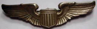 U.  S.  Army Air Force Sterling Silver Pilot Wings - A.  E.  Co.  - Pinback