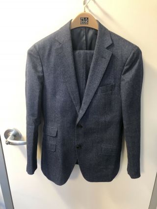 $725 Suitsupply Sienna Blue Wool Silk Linen Suit: 38r