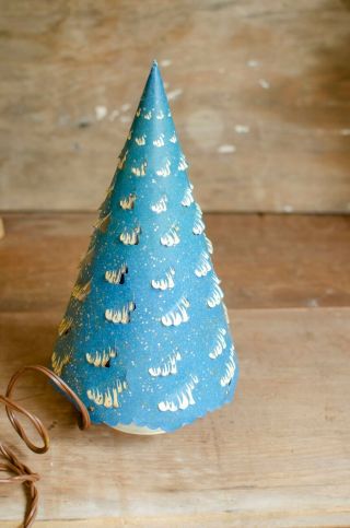 Vtg Econolite Roto - Vue Blue Paper Christmas Tree Motion Lamp W/box