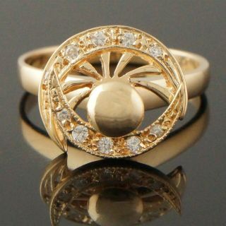 Custom Solid 14K Yellow Gold & Diamond,  Spinning Moon Phase,  Estate Ring NR 4