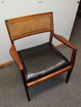 Vintage Jens Risom C140 Playboy Chair Mid Century Modern Walnut Cane Back Mcm