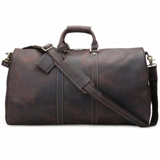 Large Vintage Luggage Men Travel Duffle Gym Leather Tote Gym Bags Carry On Bag