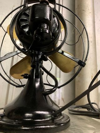 Vtg Antique GE General Electric 75423 AOU Brass Blade Fan 3 Speed Oscillating 8