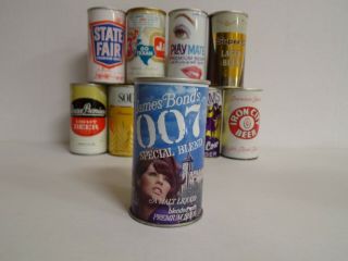 Rare White Stripe 007 Pull Tab Beer Can