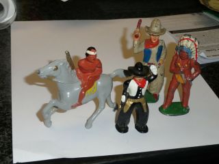 Barclay & Manoil Dimestore Toy Cowboys & Indians.  Set Of 4