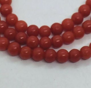 Vintage Red Coral 14k Yellow Gold Clasp Beaded Necklace 5