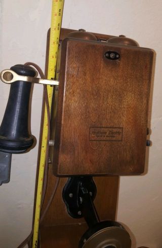 Antique Northern Electric Wooden push button Wall Phone Telephone very rare 11