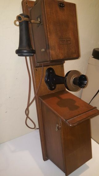 Antique Northern Electric Wooden push button Wall Phone Telephone very rare 2