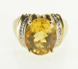 10k Oval Citrine Diamond Accent Fashion Cocktail Ring Size 9 Yellow Gold 12