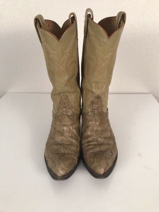 Tony Lama Gold Brown Vintage Leather Black Label Cowboy Western Boots Sz 8