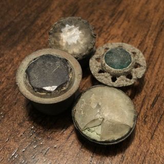 4 Authentic Medieval Buttons With Stones Jewelry Metal Detector Finds European