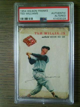 Rare 1954 Wilson Franks Ted Williams Card Psa Authentic Wow