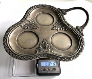 RUSSIA,  ANTIQUE,  Russian Imperial 84 SILVER,  Spice Tray or Set to 3 KHLEBNIKOV 7