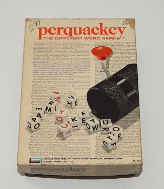 Perquackey Word Dice Game 1970 Lakeside Industries Family Night 8313 Vintage